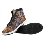 Vintage Shar Pei Print High Top Leather Sneakers