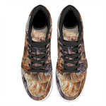 Vintage Shar Pei Print High Top Leather Sneakers