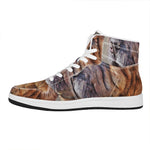 Vintage Shar Pei Print High Top Leather Sneakers