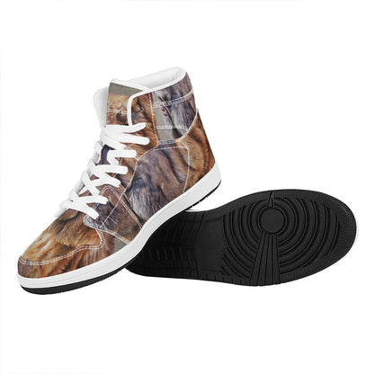 Vintage Shar Pei Print High Top Leather Sneakers