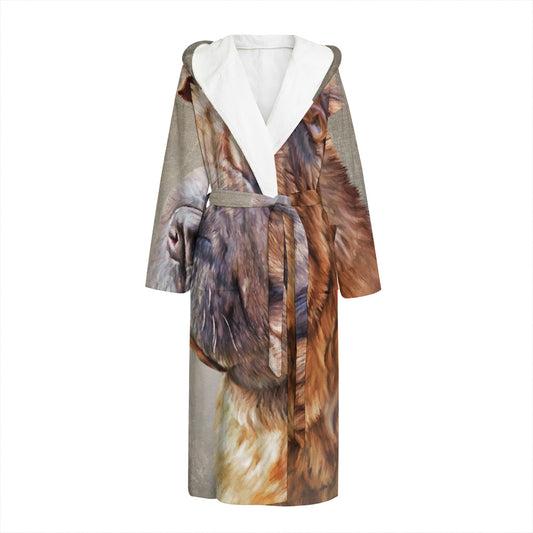 Vintage Shar Pei Print Hooded Bathrobe