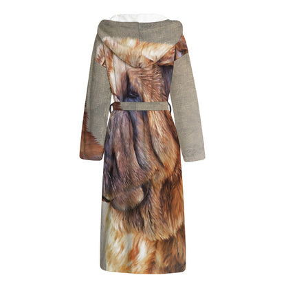 Vintage Shar Pei Print Hooded Bathrobe