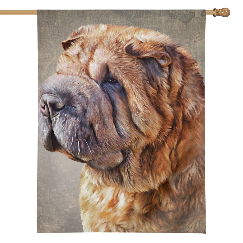 Vintage Shar Pei Print House Flag