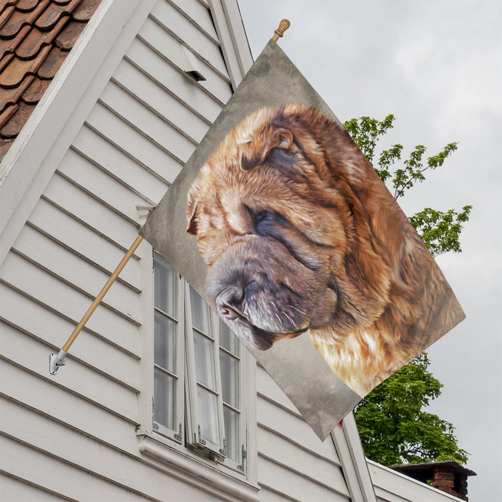 Vintage Shar Pei Print House Flag