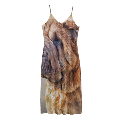 Vintage Shar Pei Print Jersey Midi Cami Dress