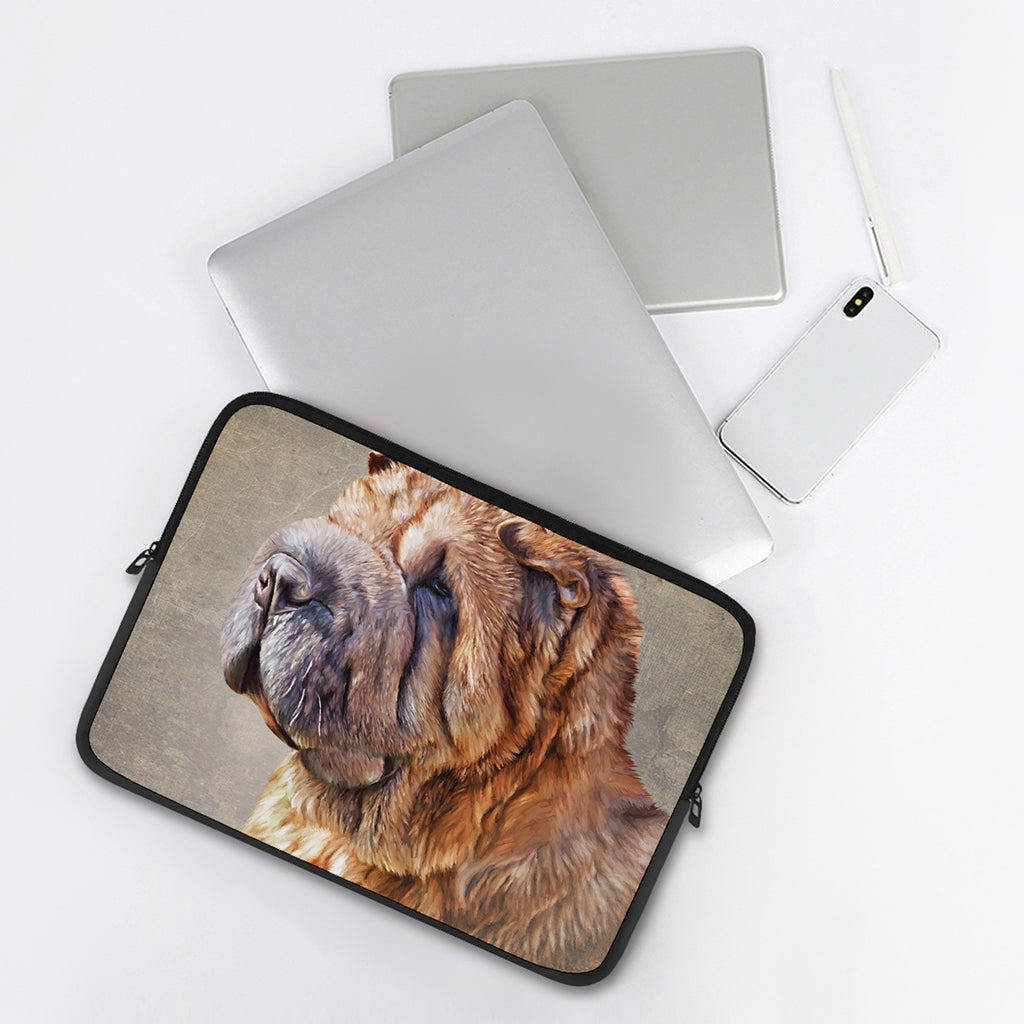 Vintage Shar Pei Print Laptop Sleeve