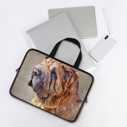 Vintage Shar Pei Print Laptop Sleeve With Handle