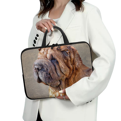 Vintage Shar Pei Print Laptop Sleeve With Handle