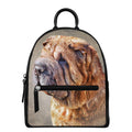 Vintage Shar Pei Print Leather Backpack