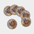 Vintage Shar Pei Print Leather Coaster Set