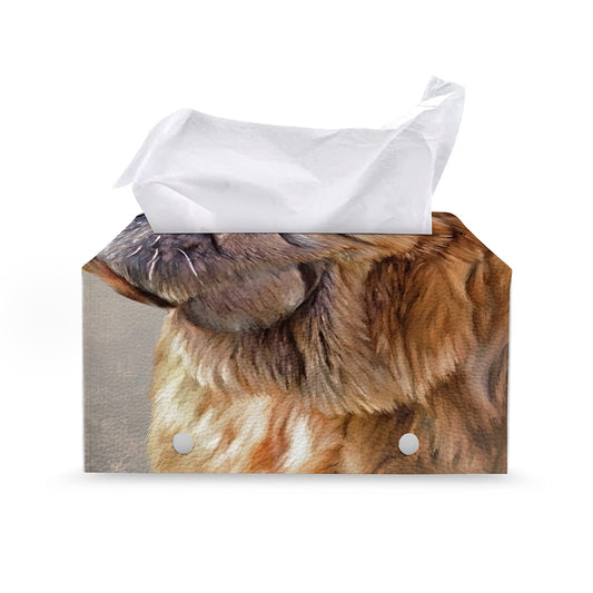 Vintage Shar Pei Print Leather Tissue Box Cover