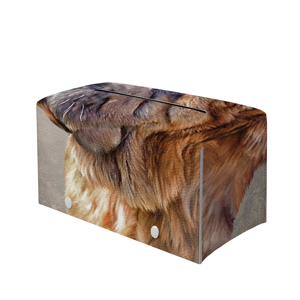 Vintage Shar Pei Print Leather Tissue Box Cover