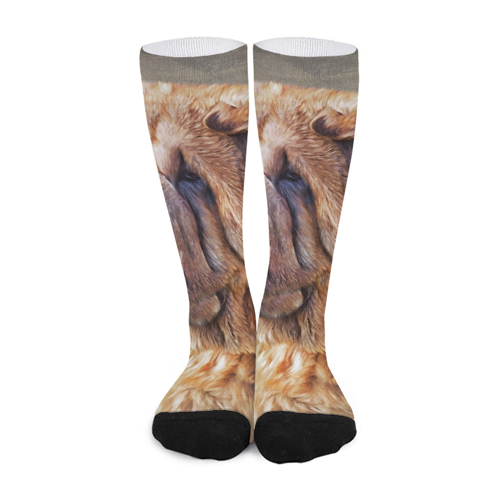 Vintage Shar Pei Print Long Socks
