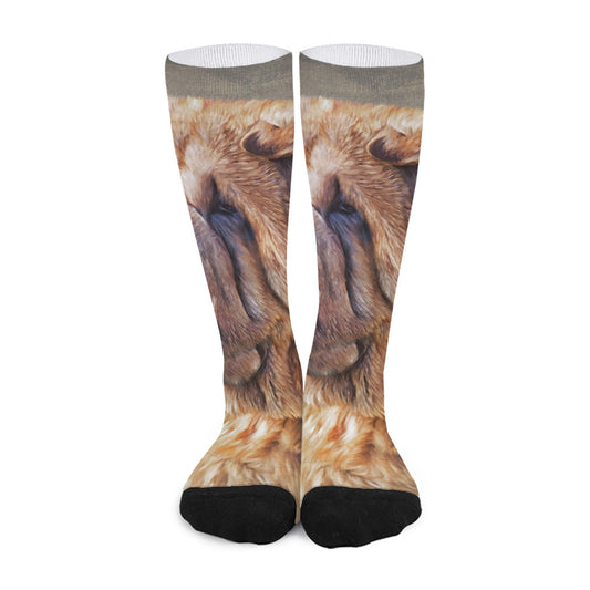 Vintage Shar Pei Print Long Socks