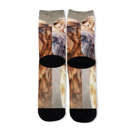 Vintage Shar Pei Print Long Socks