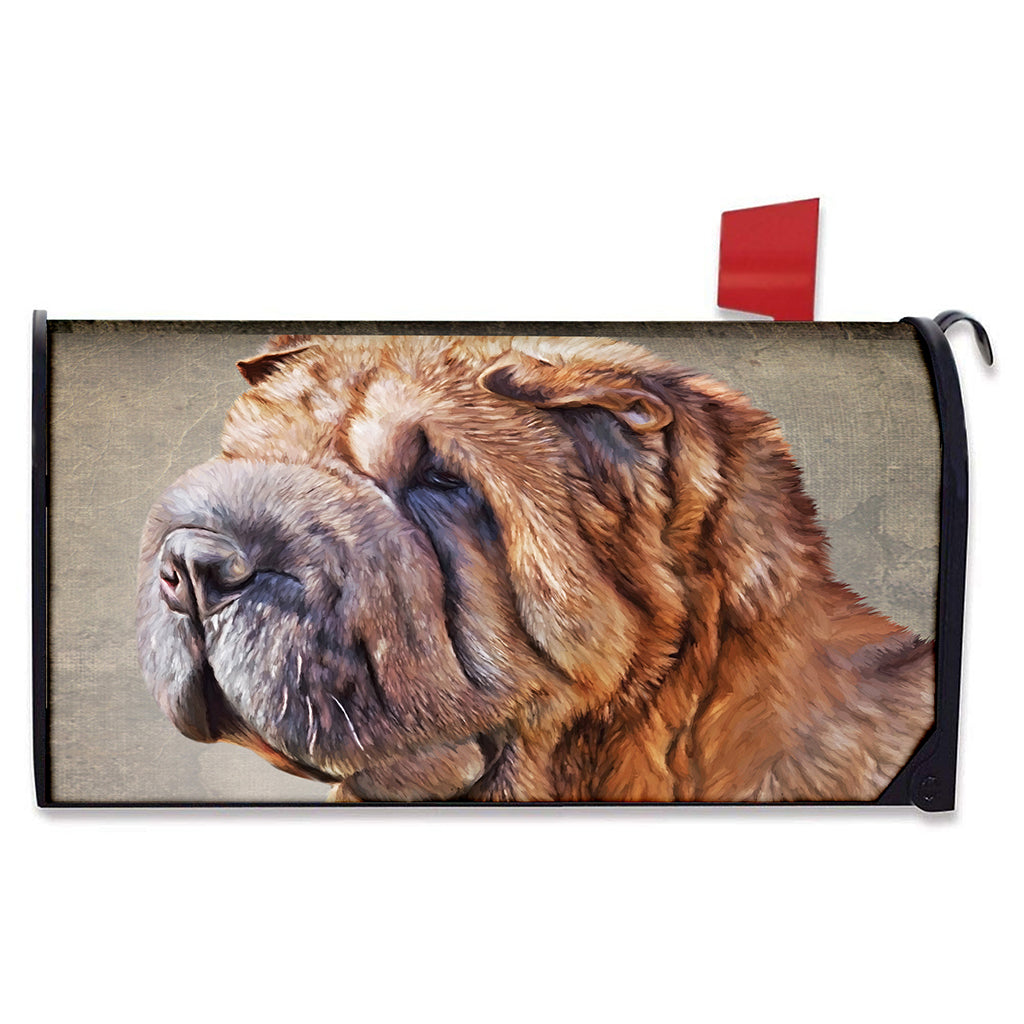 Vintage Shar Pei Print Mailbox Cover