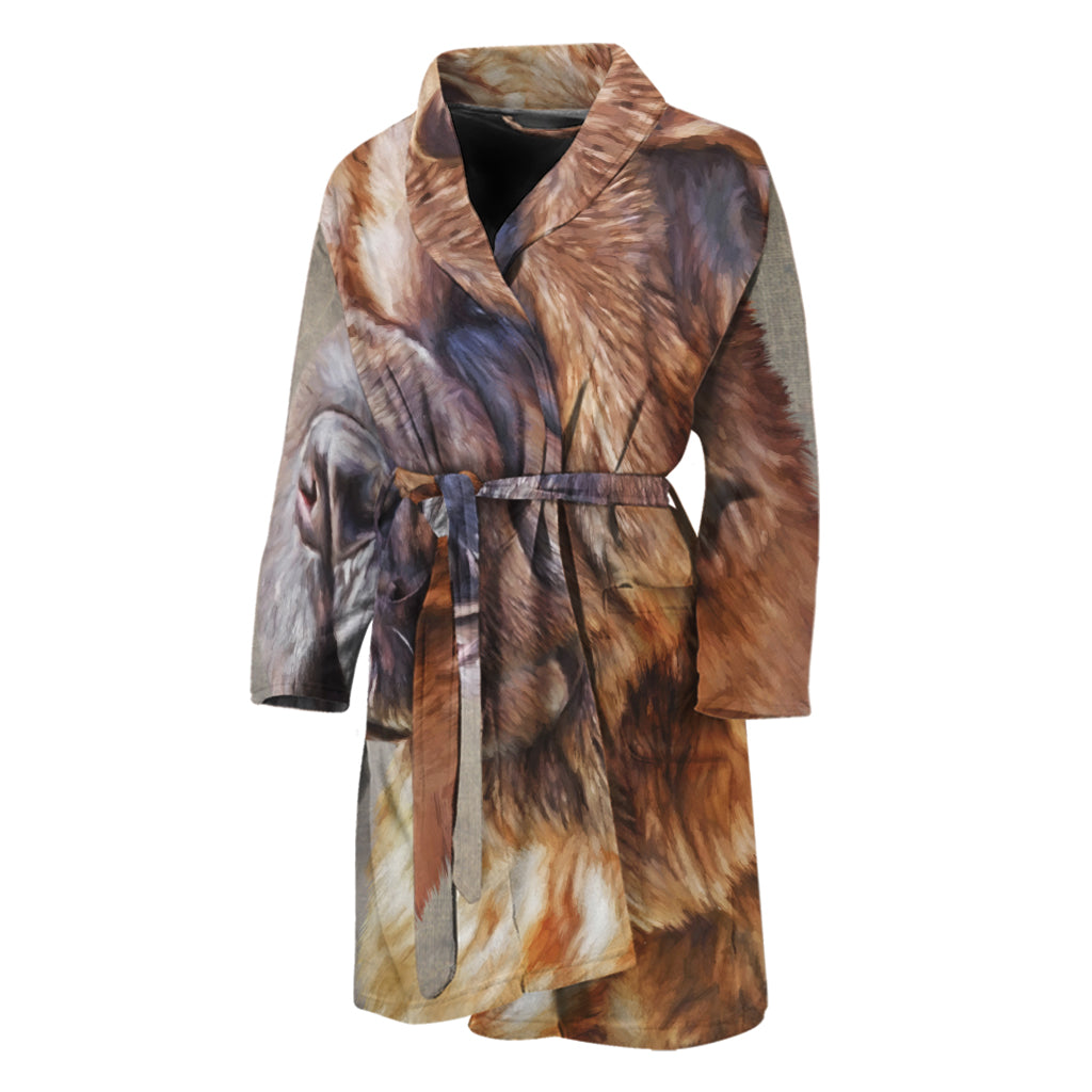 Vintage Shar Pei Print Men's Bathrobe