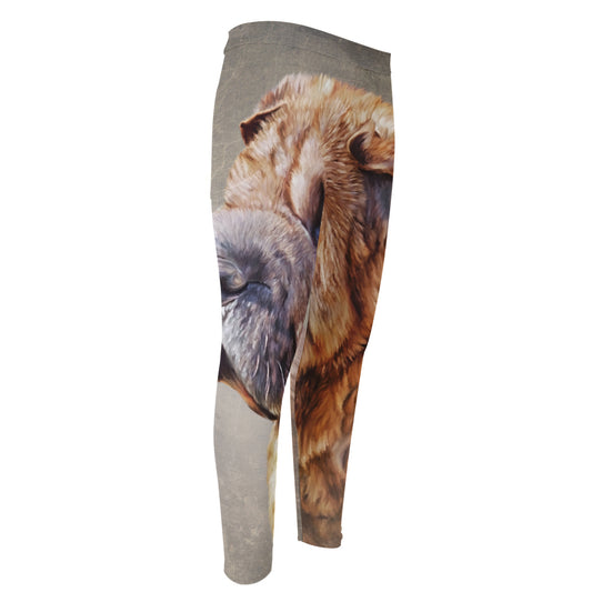 Vintage Shar Pei Print Men's Compression Pants