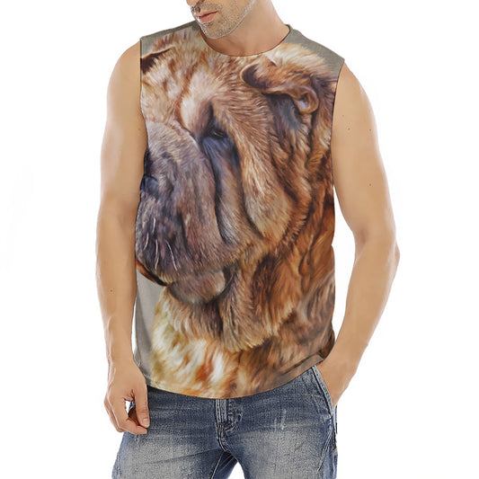 Vintage Shar Pei Print Men's Fitness Tank Top