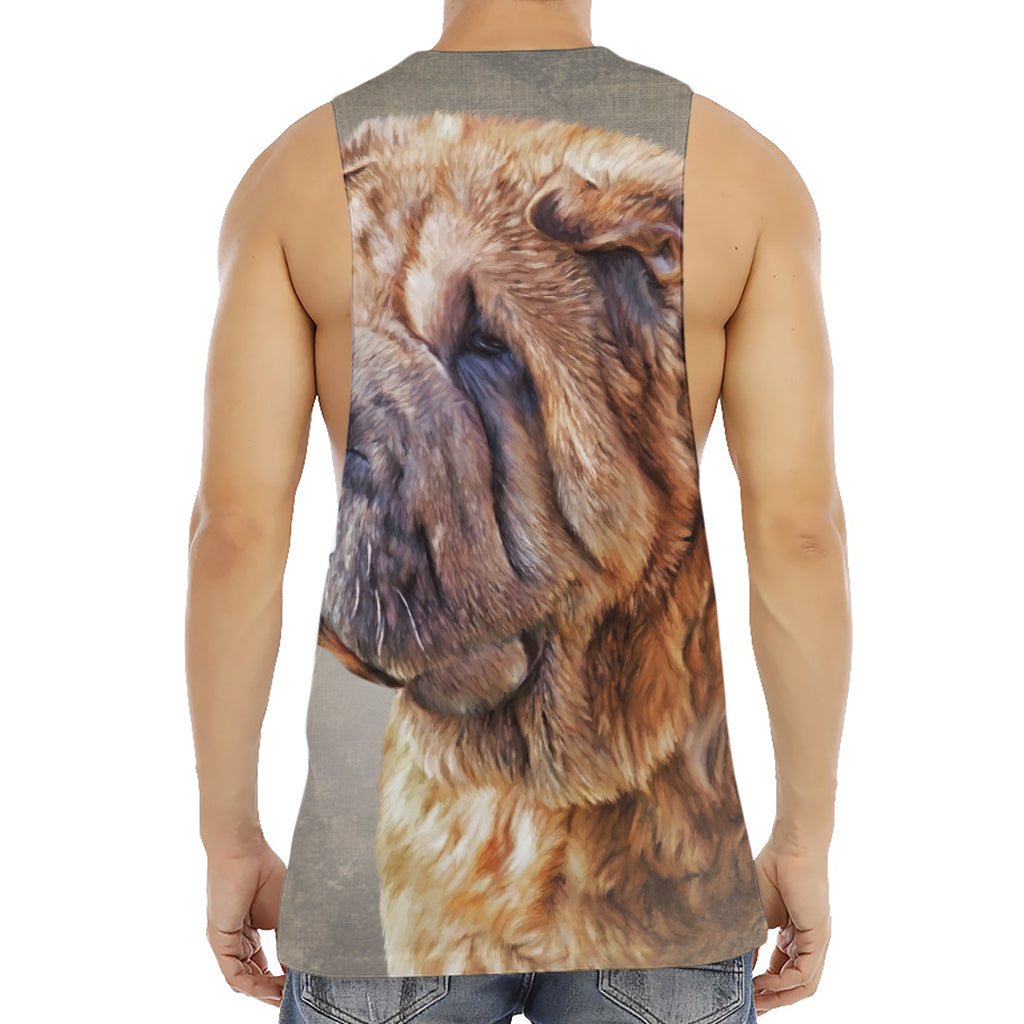 Vintage Shar Pei Print Men's Muscle Tank Top