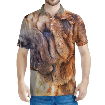 Vintage Shar Pei Print Men's Polo Shirt