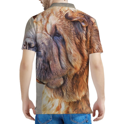 Vintage Shar Pei Print Men's Polo Shirt