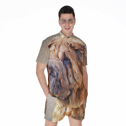 Vintage Shar Pei Print Men's Rompers