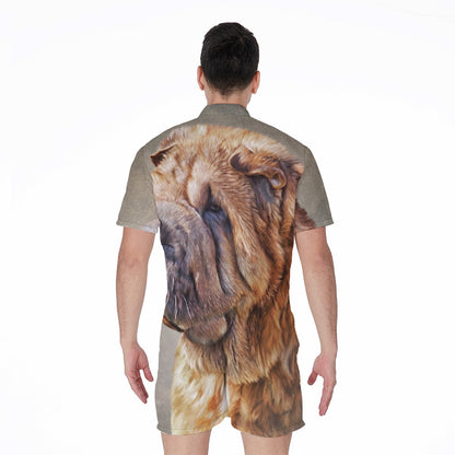 Vintage Shar Pei Print Men's Rompers