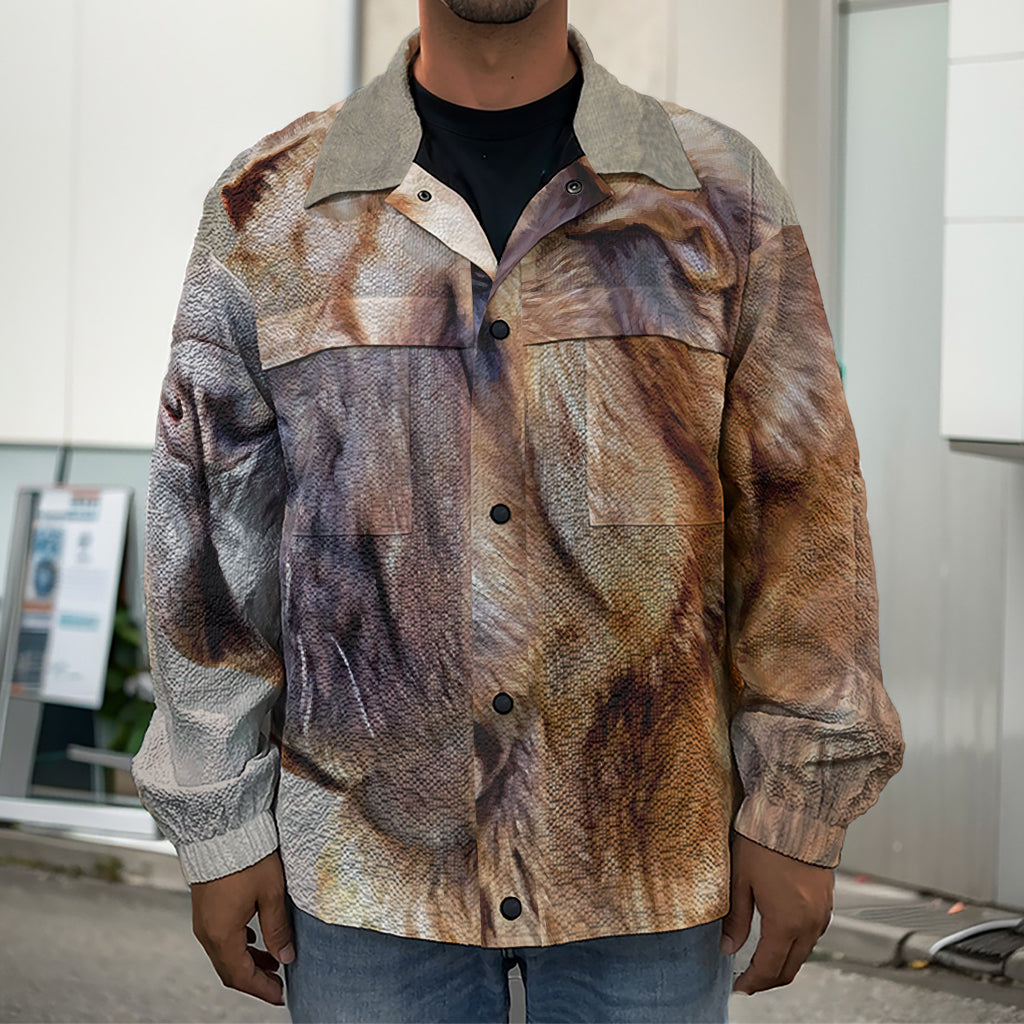 Vintage Shar Pei Print Men's Shirt Jacket