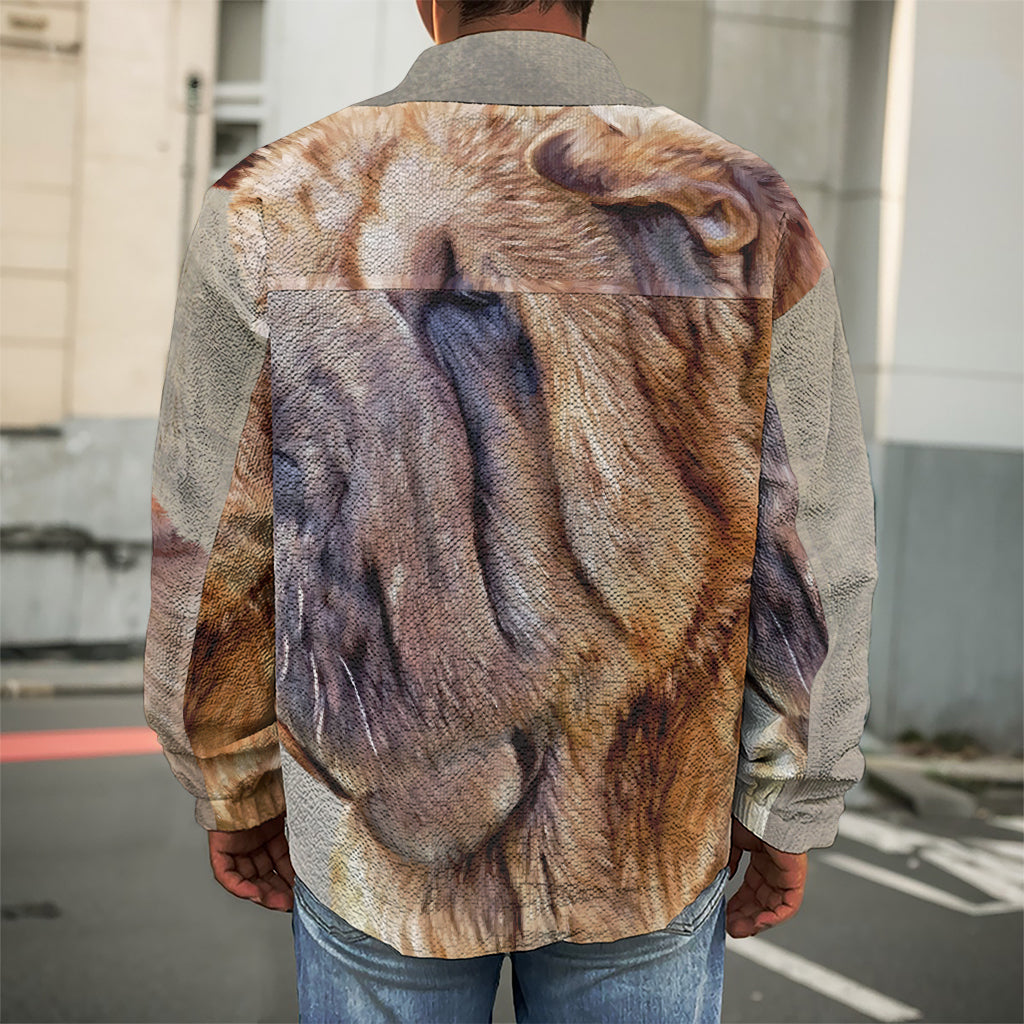 Vintage Shar Pei Print Men's Shirt Jacket