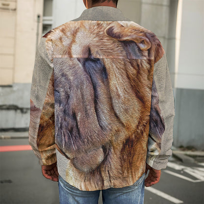 Vintage Shar Pei Print Men's Shirt Jacket