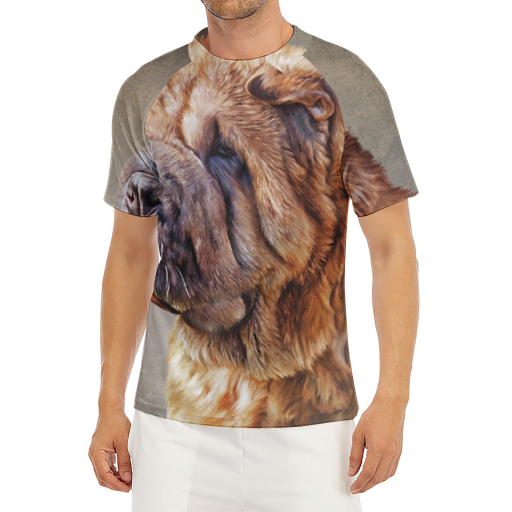 Vintage Shar Pei Print Men's Short Sleeve Rash Guard