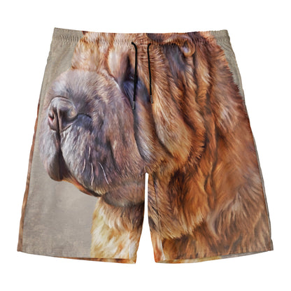 Vintage Shar Pei Print Men's Swim Trunks