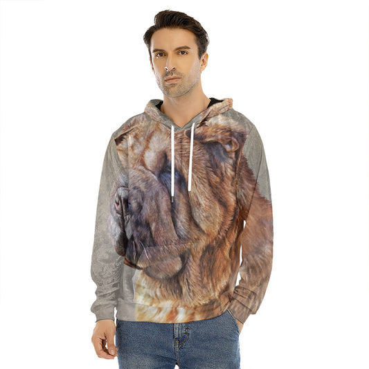 Vintage Shar Pei Print Men's Velvet Pullover Hoodie