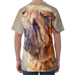 Vintage Shar Pei Print Men's Velvet T-Shirt