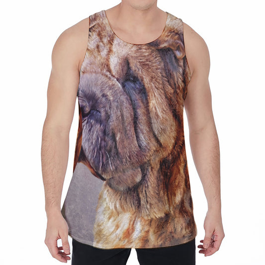 Vintage Shar Pei Print Men's Velvet Tank Top