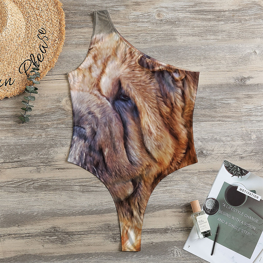 Vintage Shar Pei Print One Shoulder Bodysuit