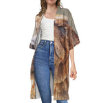 Vintage Shar Pei Print Open Front Beach Cover Up