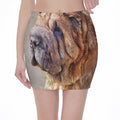 Vintage Shar Pei Print Pencil Mini Skirt