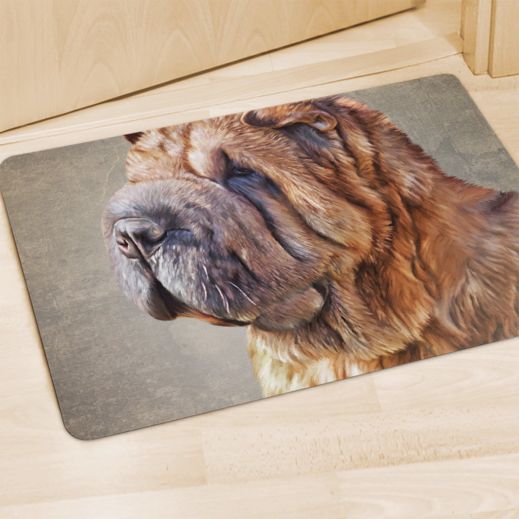 Vintage Shar Pei Print Polyester Doormat