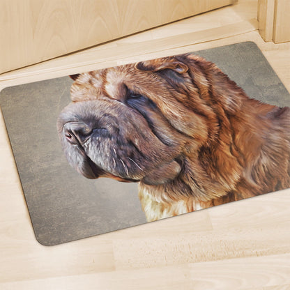 Vintage Shar Pei Print Polyester Doormat