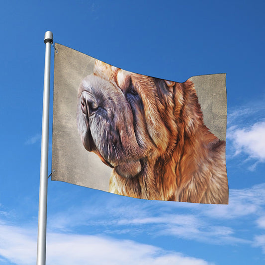 Vintage Shar Pei Print Polyester Flag