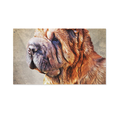 Vintage Shar Pei Print Polyester Flag