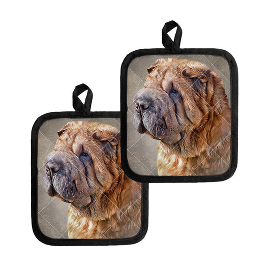 Vintage Shar Pei Print Pot Holders