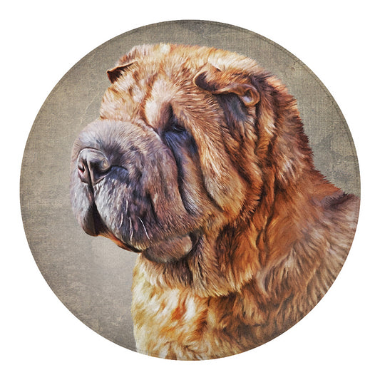 Vintage Shar Pei Print Round Blanket