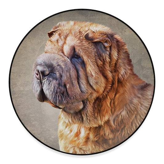 Vintage Shar Pei Print Round Floor Mat
