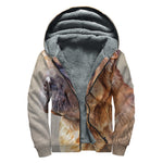 Vintage Shar Pei Print Sherpa Lined Zip Up Hoodie