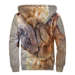 Vintage Shar Pei Print Sherpa Lined Zip Up Hoodie
