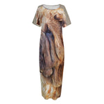 Vintage Shar Pei Print Short Sleeve Long Nightdress