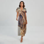 Vintage Shar Pei Print Short Sleeve Maxi Dress